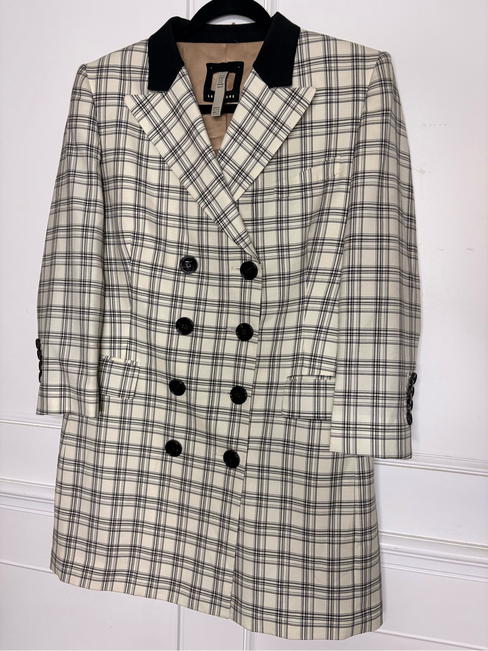 Landscape Canadian concept Cream Plaid Double-Breasted Blazer/Dress